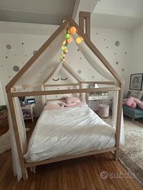 Letto Montessori a baldacchino 1 piazza e mezza