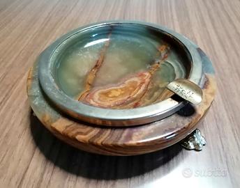 Posacenere Vintage in Onice e Ottone 