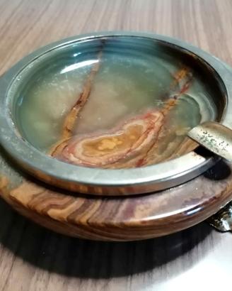 Posacenere Vintage in Onice e Ottone 