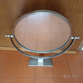 Specchio da tavolo/vanity rotante in acciaio satin