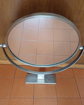 Specchio da tavolo/vanity rotante in acciaio satin