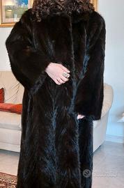 Cappotto lungo in pelliccia naturale di castoro