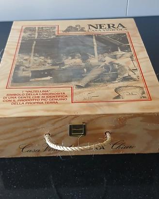 Box legno 3 bottiglie vino NERA
