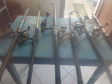 canna da pesca usata completa di mulinello e altro