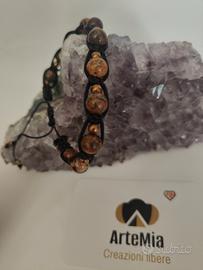 bracciale shamballa agata marrone sferette bronzat