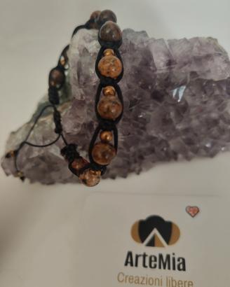 bracciale shamballa agata marrone sferette bronzat