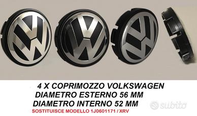 4 TAPPI COPRIMOZZO 56 MM VOLKSWAGEN LOGO GOLF POLO