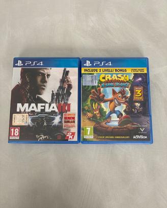 Giochi ps4 Crash e Mafia 3 usati perfetti