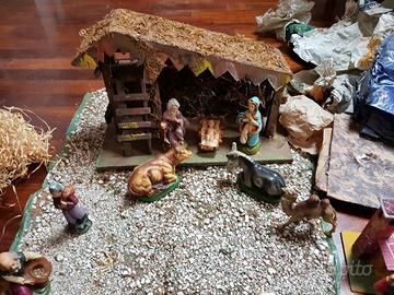Presepe lotto statuine vintage in gesso