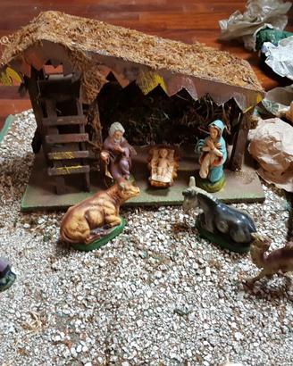 Presepe lotto statuine vintage in gesso