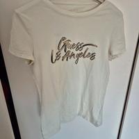 T-shirt Guess beige panna nero e oro taglia M