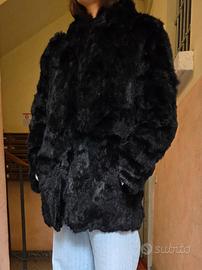 Pelliccia vera di lapin con cappuccio e tasche