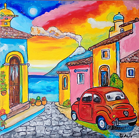Quadro Fiat 500 Rossa: Passione dell'ETNA- Galiv