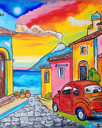 Quadro Fiat 500 Rossa: Passione dell'ETNA- Galiv