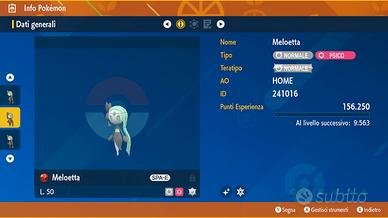 Meloetta Shiny (L50) Pokémon Scarlatto & Violetto