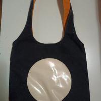 Borsa stile vintage arancio/nero con inserto pvc 