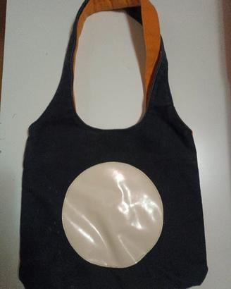 Borsa stile vintage arancio/nero con inserto pvc 