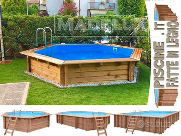 Piscina in legno 355cm scale impianto filtraggio