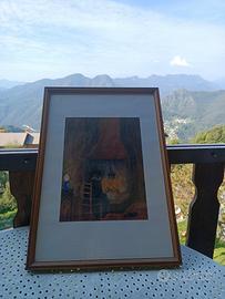 Quadro d'epoca Pozzoni 50x70 Civiltà Contadina