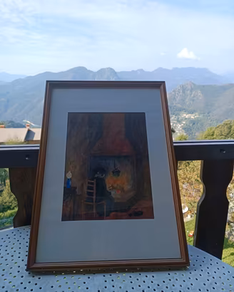 Quadro d'epoca Pozzoni 50x70 Civiltà Contadina