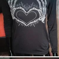 T-shirt  maniche lunghe Halloween scheletro& cuore