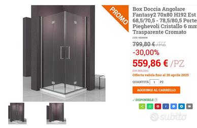 Box Doccia Cristallo 70x80 Nuovo