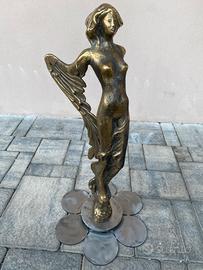Scultura Bronzo Donna Alata Stile Liberty 57cm