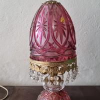 Lampada antica da tavolo in cristallo
