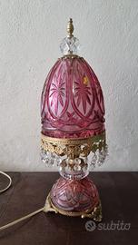 Lampada antica da tavolo in cristallo