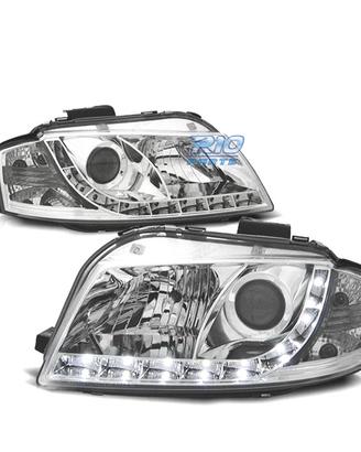 FARI AUDI A3 8P 03-08 LUCE DIURNA A LED FONDO CROM
