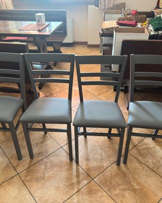 4 sedie legno grigio seduta similpelle osteria
