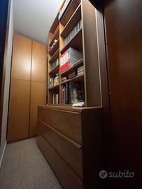 Libreria + cassettiera in legno