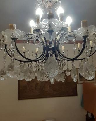 Lampadario con cristalli vintage anni 60 