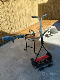 Decespugliatore a batteria e rasaerba a mano