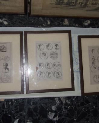 Serie di 3 piccole stampe antiche