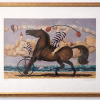 Pino Procopio-"Acrobati e Cavallo" - Serigrafia