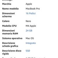 MacBook Pro 2024 M4Pro..caratteristiche in foto