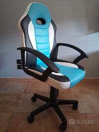 Sedia Gaming ragazzino bianca-azzurra