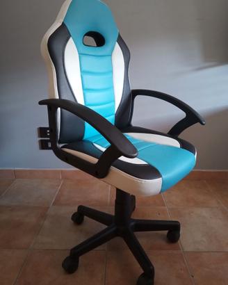 Sedia Gaming ragazzino bianca-azzurra