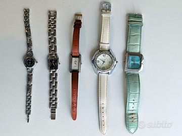 Lotto 5 orologi da donna + cinturini e ricambi