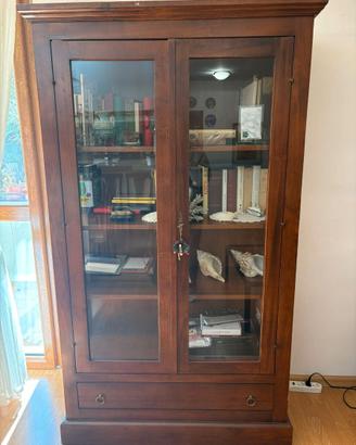 Vetrina in legno  con ante in vetro 102x185x40cm