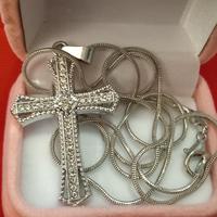 Collana snake  puro Argento 925 con croce zirconj