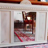 Specchiera antica Liberty scolpita/dipinta a mano