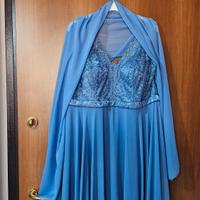 Abito elegante cerimonia donna azzurro