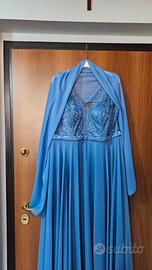 Abito elegante cerimonia donna azzurro