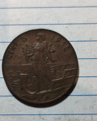 5 centesimi 1915 Italia su prora 