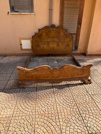 Spalliera in radica di noce per letto matrimoniale