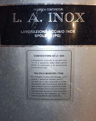 Contenitore inox 600 l botte per vino o olio
