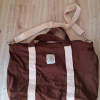 Borsa Fergi weekend canvas marrone e beige
