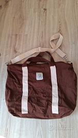 Borsa Fergi weekend canvas marrone e beige